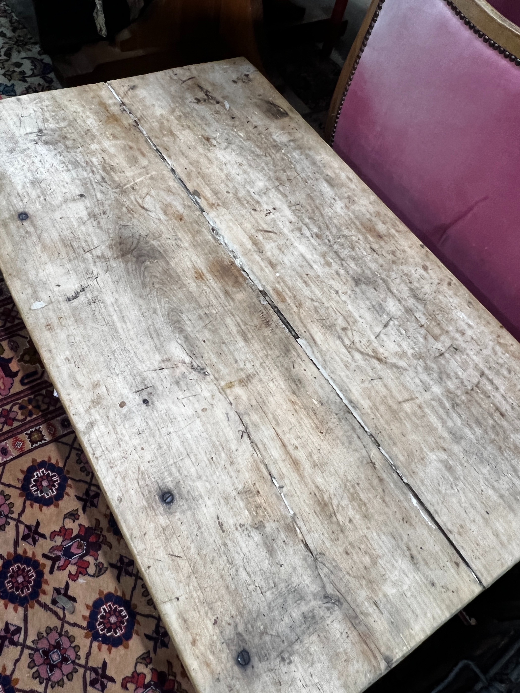 A rectangular provincial pine and oak coffee table, width 120cm, depth 74cm, height 39cm